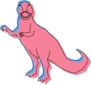Blue And Pink Dinosaur Outline Art Clip Art
